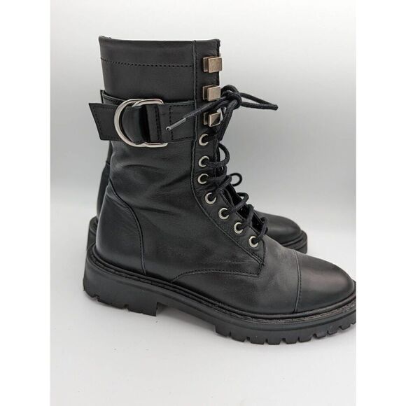 IRO Jaudie black leather combat boots size EU 38 - Picture 3 of 8